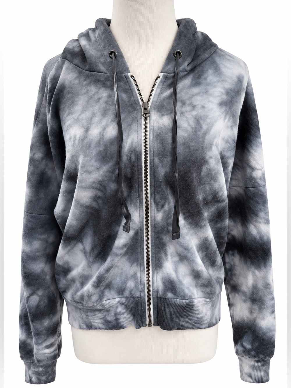 Women's Gray Tie-Dye Hoodie Jacket Small